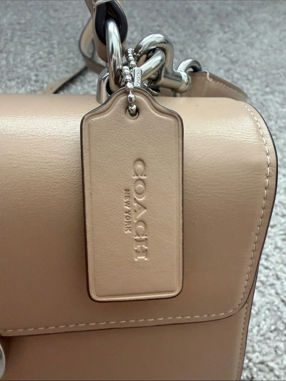 Coach Tan Leather Top-Handle Satchel with Silver Magnetic Hardware - Picture 3 of 6